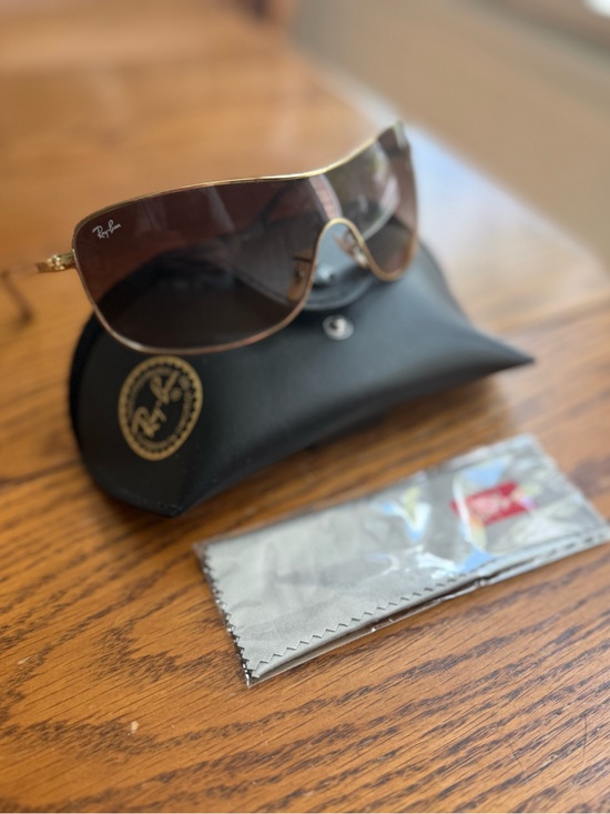 Ray-Ban Accessories - Ray-Ban Gold Frame Brown Gradient Shield Sunglasses